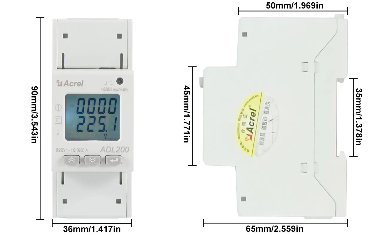 ADL200 Single Phase Din Rail Energy Meter