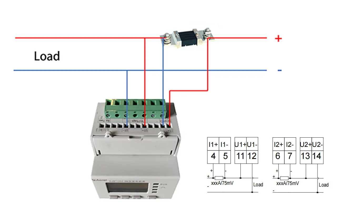 DJSF1352-RN DC Dual-circuits Monitoring DIN Rail Energy Meter