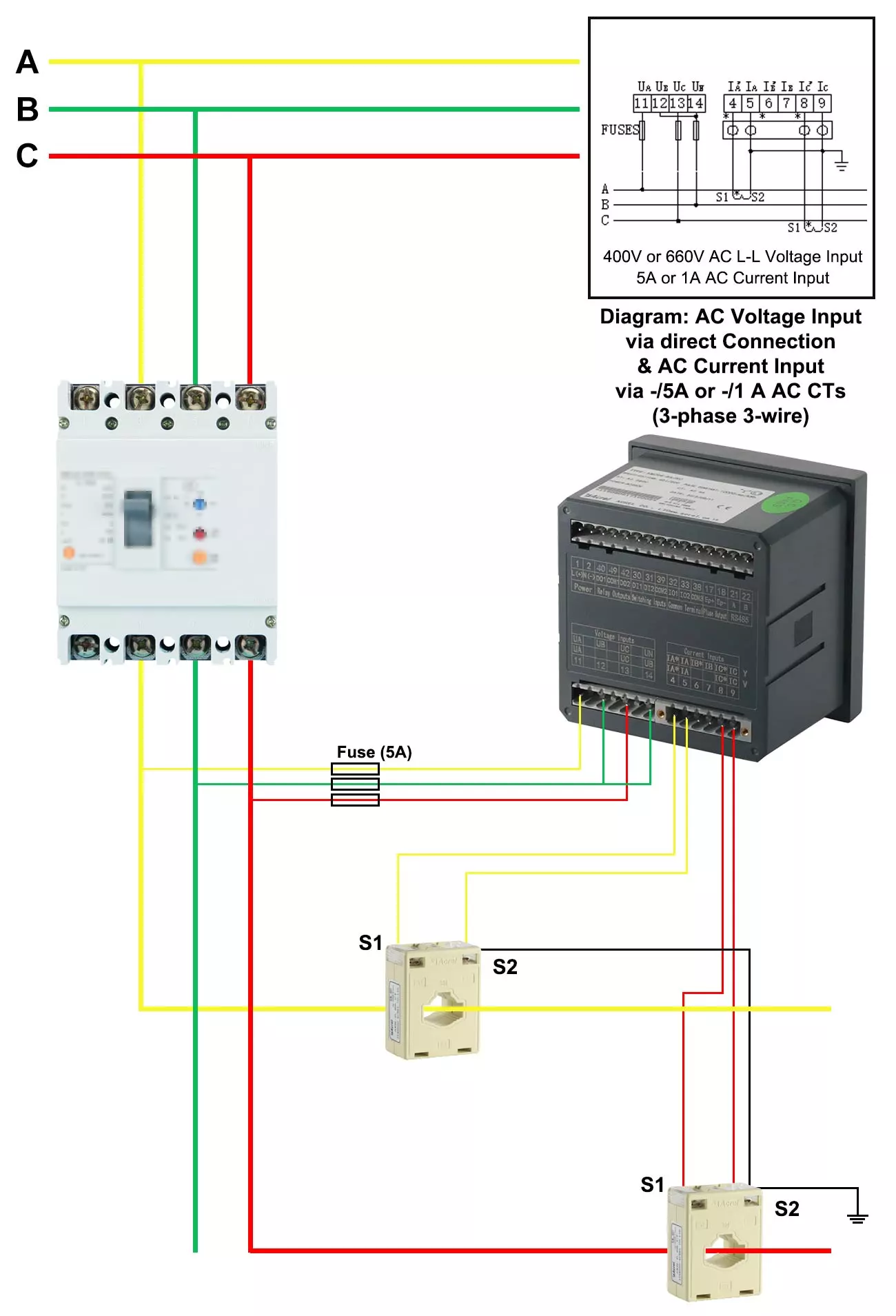 AMC96L-E4/KC Three-phase AC Multi-function Panel Energy Meter