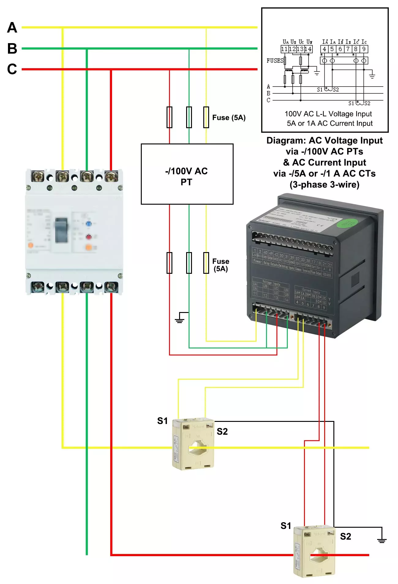 AMC96L-E4/KC Three-phase AC Multi-function Panel Energy Meter