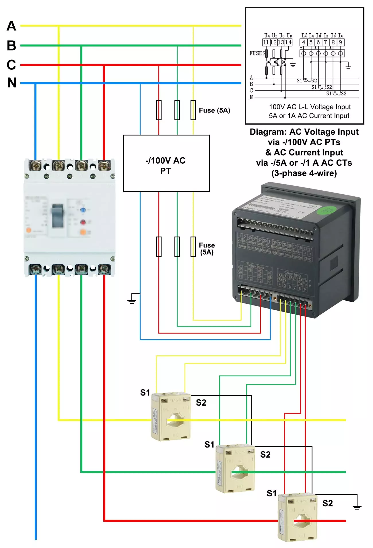 AMC96L-E4/KC Three-phase AC Multi-function Panel Energy Meter