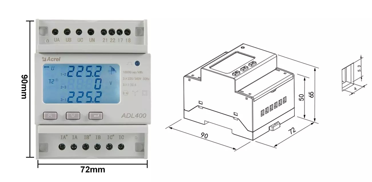 ADL400 Din Rail Three-Phase Energy Meter