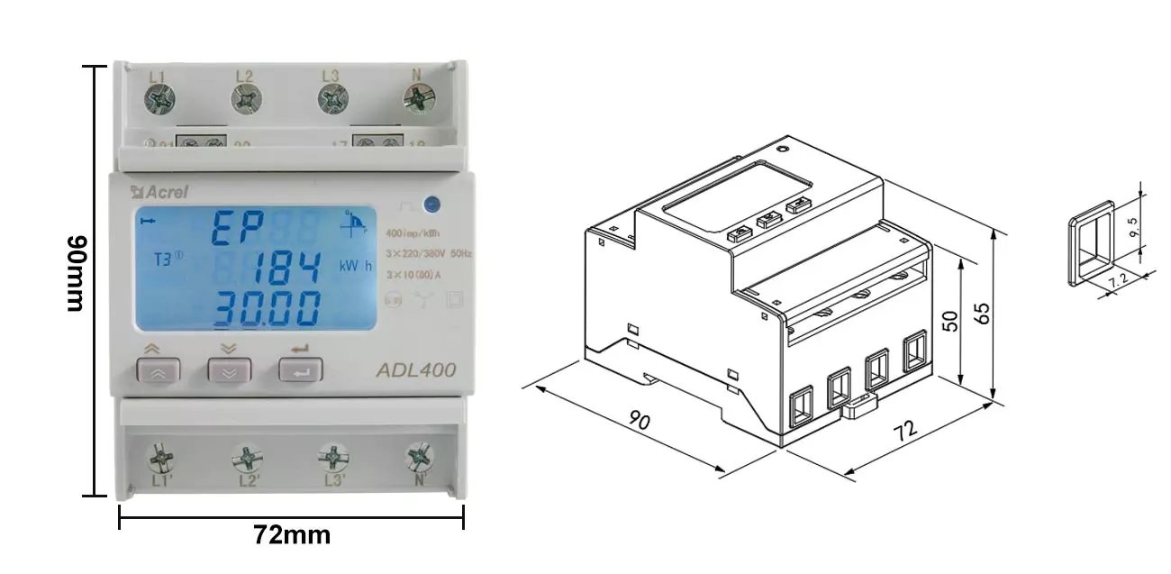 ADL400 Din Rail Three-Phase Energy Meter